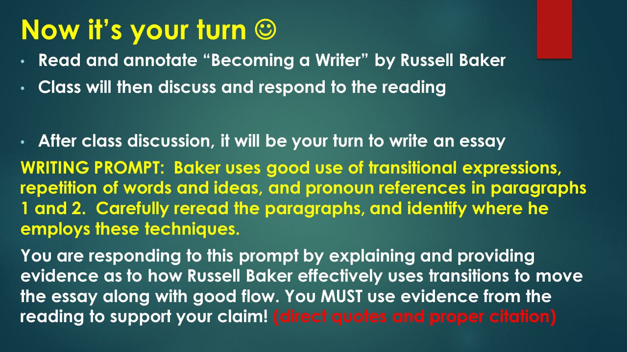 Russell Baker On Becoming A Writer Essay